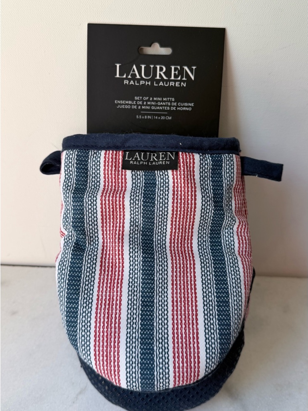 Ralph Lauren Red, Navy & White Striped Mini Oven Mitts
